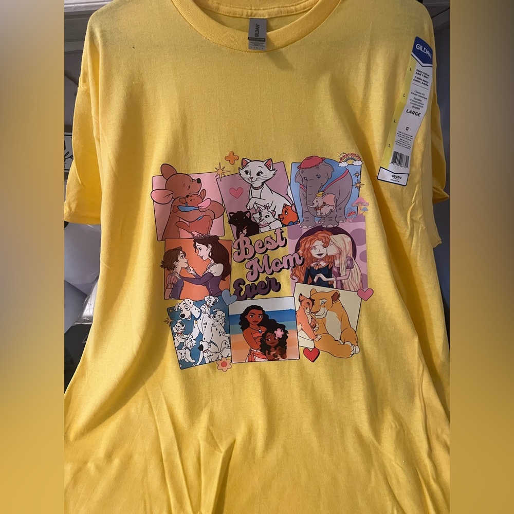 Gildan Yellow Shirt with Cartoon Print